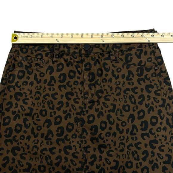 Sanctuary Sia Leopard Denim Skirt Womens SZ 26 XS Brown Black Mini Short Stretch - Picture 7 of 9